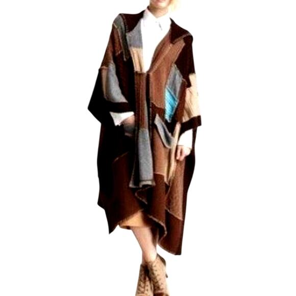 L.A.M.B. Jackets & Blazers - Y2K L.A.M.B oversized multi color patchwork Poncho Sweater, Rare!